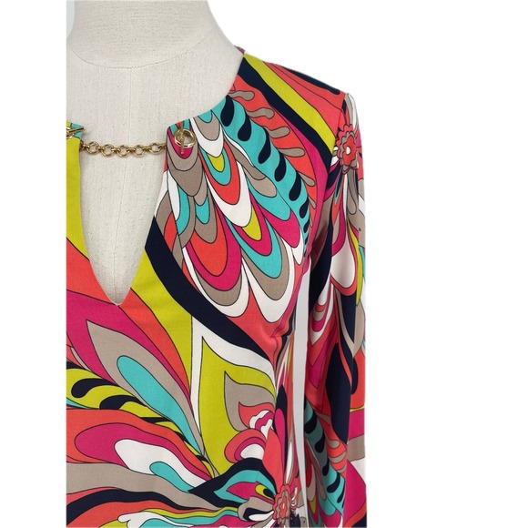 Trina Turk Multi Color Geometric Sheath Cocktail Dress Size 0 XS - Picture 5 of 11